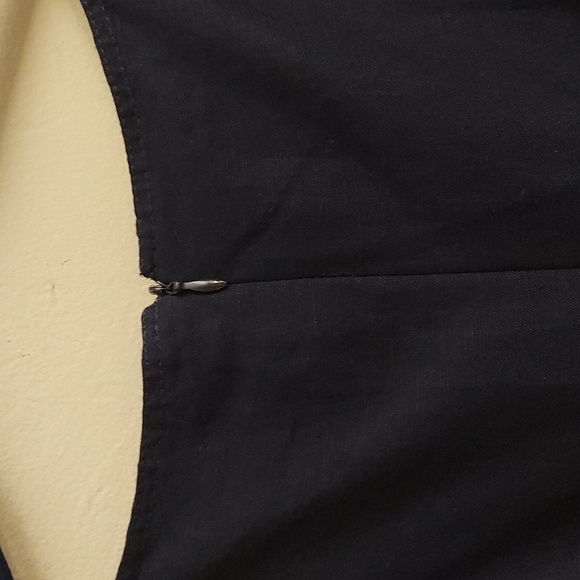 TAHARI ASL Classic Navy Blue Linen Blend Sleeveless Fully Lined Dress - Picture 6 of 10